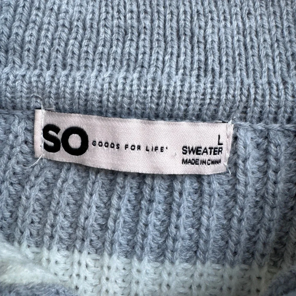 SO Goods For Life Gray White Striped Polo Collar Henley Knit Sweater Womens L